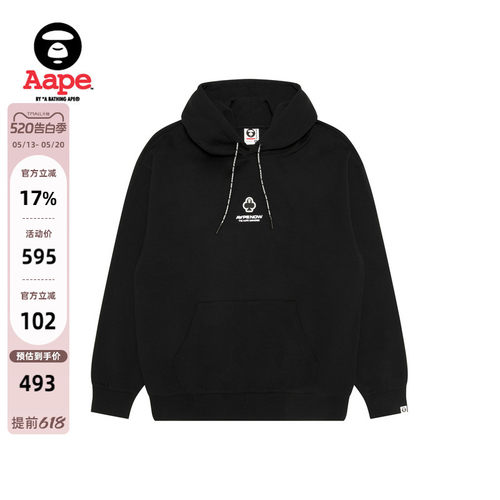 Aape扑克徽章字母印花连帽卫衣