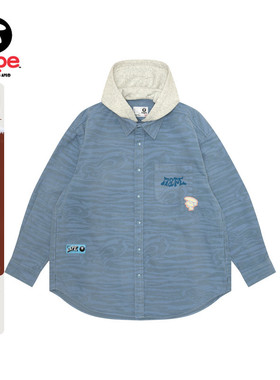 Aape旗舰女装春秋爱心猿人宽松连帽水洗长袖衬衫外套8510XAN