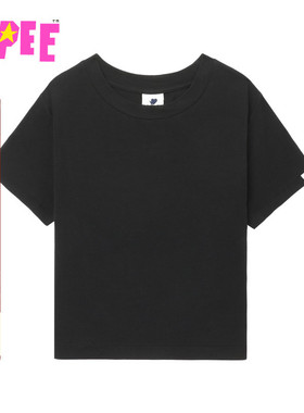 APEE女装秋冬心型标纯色短款短袖T恤F195A5P