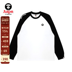Aape旗舰店男装秋冬小标徽章撞色插肩简约长袖T恤1717XXP