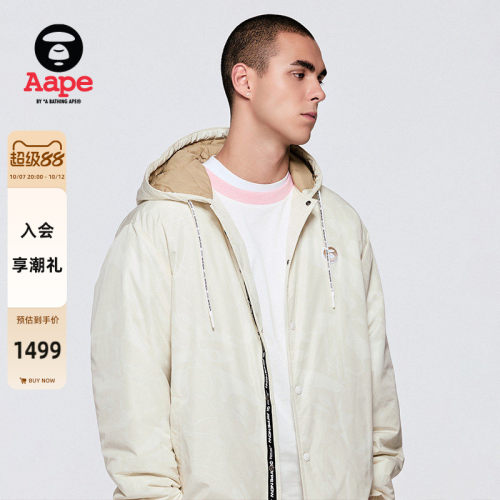 Aape牙刷绣徽章夹棉教练夹克外套