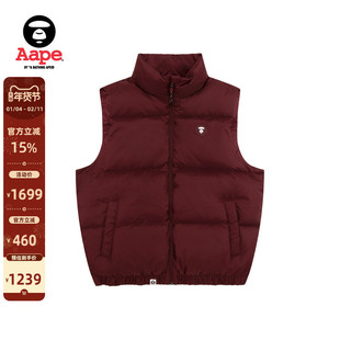 Aape旗舰店男装秋冬小标徽章简约休闲红色马甲羽绒服7721XXP