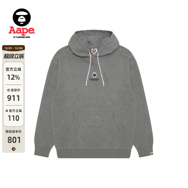 Aape扑克徽章字母印花连帽卫衣