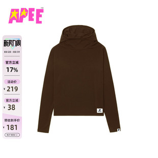 T恤F203A5P 心型图案标签纯色简约连帽长袖 APEE女装 春季