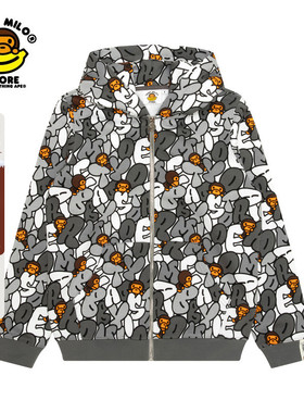 BABY MILO STORE女装秋冬卡通小猴薄绒连帽卫衣外套3044XXP