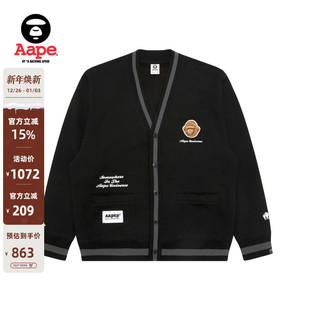 Aape旗舰店男装 外套C374XXP 秋冬猿人军团刺绣薄绒卫衣开衫