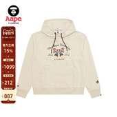 Aape旗舰店女装 秋冬渐变蝴蝶结印花休闲薄绒连帽卫衣D320XAP