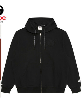 Aape旗舰店男装秋冬猿人压凸印花纯色简约连帽卫衣外套D315XXP