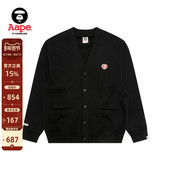 Aape旗舰店男装 秋冬爱心徽章简约潮流卫衣开衫 外套C353XXP