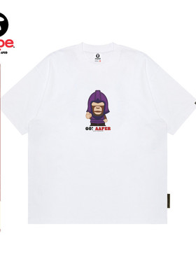 Aape旗舰店男装秋冬猿人军团印花休闲潮流短袖T恤1719XXP