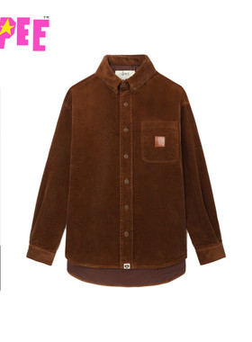 APEE女装秋冬心型标签灯芯绒休闲长袖衬衫F160A5P