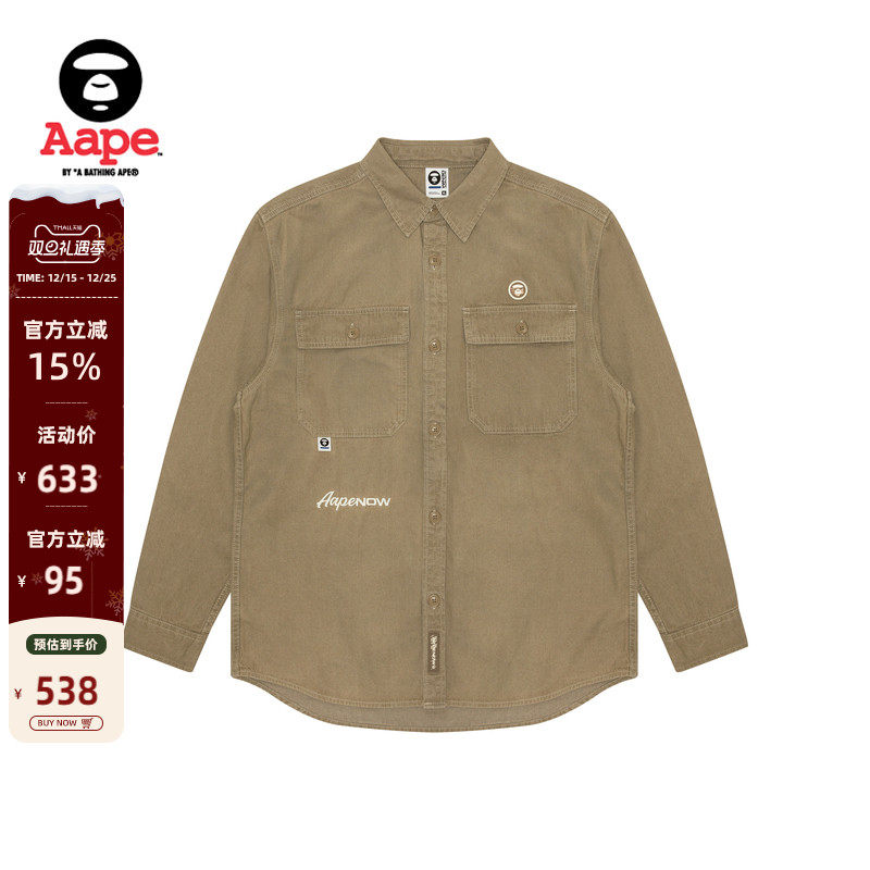 Aape休闲简约宽松牛仔长袖衬衫