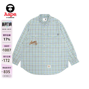8533XXO 衬衫 Aape旗舰店女装 25春夏格纹刺绣字母宽松长袖