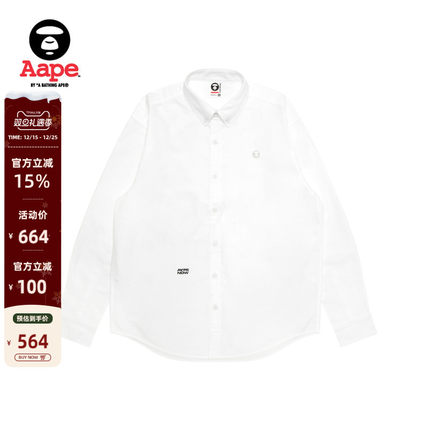 Aape旗舰店男装秋冬小标徽章休闲简约翻领长袖衬衫8539XXP