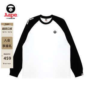 Aape旗舰店男装 T恤1717XXP 秋冬小标徽章撞色插肩简约长袖