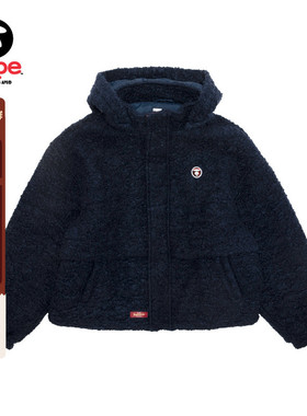 Aape旗舰店女装秋冬可拆卸帽猿人刺绣绒面复古夹克外套7761XXP