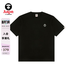Aape旗舰店男装 T恤1809XXQ 春夏黑桃型猿人徽章舒适简约圆领短袖