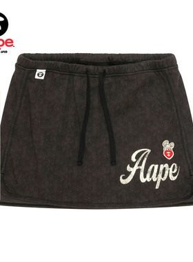 Aape旗舰店女装心型刺绣徽章做旧系带短裙D631XXQ