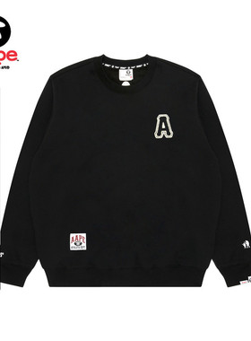 Aape旗舰店男装秋冬字母刺绣简约潮流圆领卫衣C375XXP