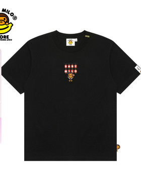 BABY MILO STORE女装卡通小猴花火大会图案印花短袖T恤0454XXQ