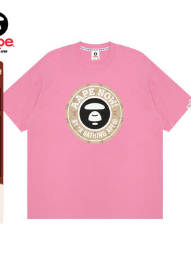 Aape旗舰店男装25春夏老花猿人圆章印花潮流休闲短袖T恤1638XXO