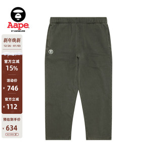 Aape旗舰店男装 C671XXP 秋冬小标徽章水洗做旧潮流薄绒休闲长裤