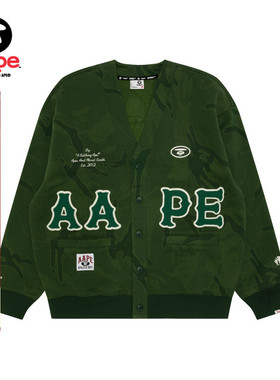 Aape旗舰店男装秋冬猿人徽章迷彩休闲潮流卫衣开衫外套C393XBP