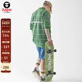 Aape旗舰店男装 春夏猿人徽章刺绣立体压凸图案牛仔短裤 A602XXK