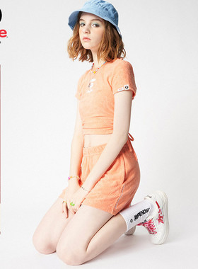 Aape旗舰店女装春夏暗花纹休闲简约舒适短裤6979XXK