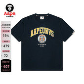 Aape旗舰店男装 T恤1626XXO 春夏猿人校园印花休闲潮流短袖