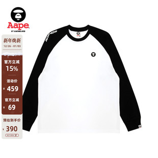 Aape旗舰店男装 T恤1717XXP 秋冬小标徽章撞色插肩简约长袖