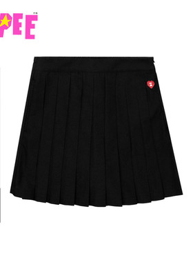 APEE女装秋冬心型刺绣徽章百褶半身裙F389A5P