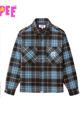 APEE女装秋冬格纹法兰绒内里绗缝长袖衬衫F214A5P