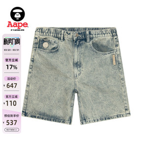 Aape旗舰店男装 B668XBO 春夏水洗做旧复古潮流休闲牛仔短裤