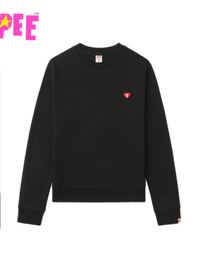 APEE女装秋冬心型刺绣小标红色圆领卫衣F136A5P