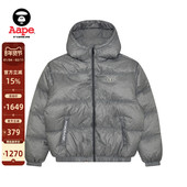 Aape旗舰店男装 秋冬猿人徽章宽松厚连帽羽绒服面包服7654XAN