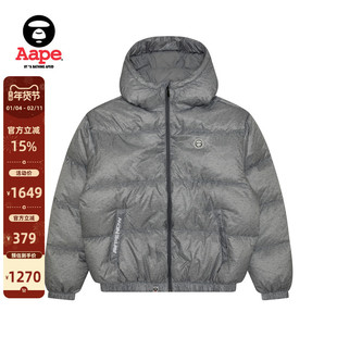 Aape旗舰店男装秋冬猿人徽章宽松厚连帽羽绒服面包服7654XAN