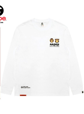 Aape旗舰店男装秋冬猿人军团徽章红色休闲潮流长袖T恤1575XXP