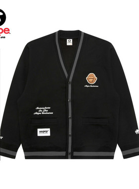Aape旗舰店男装秋冬猿人军团刺绣薄绒卫衣开衫外套C374XXP