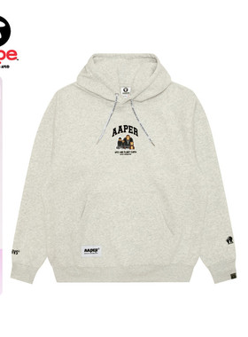 Aape旗舰店男装秋冬猿人军团徽章休闲潮流薄绒连帽卫衣C370XAP