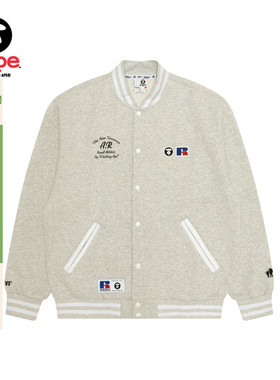 Aape联名RUSSELL男装秋冬美式复古薄绒棒球服卫衣外套9780XAP