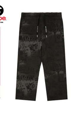Aape旗舰店男装25春夏猿人街头喷墨涂鸦休闲潮流长裤卫裤C603XXO