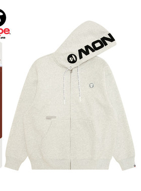 Aape旗舰店男装秋冬小标徽章拉链休闲连帽卫衣外套C358XAP