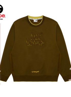 Aape旗舰店男装秋冬撞色拼接字母图案休闲潮流圆领卫衣C384XXP