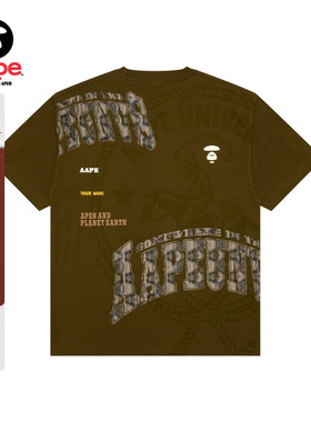 Aape旗舰店男装春夏西部牛仔猿人印花嘻哈潮流短袖T恤1623XXO