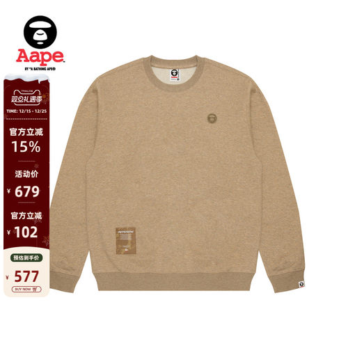 Aape字母刺绣纯色简约圆领卫衣