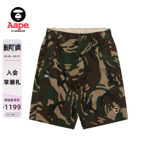 D614XAQ 短裤 Aape旗舰店男装 春夏猿人徽章水洗做旧潮流迷彩工装