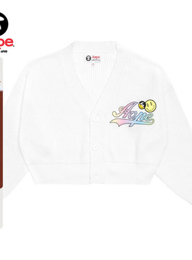 Aape旗舰店女装春秋潮流彩色刺绣V领短款长袖针织衫3878XXI