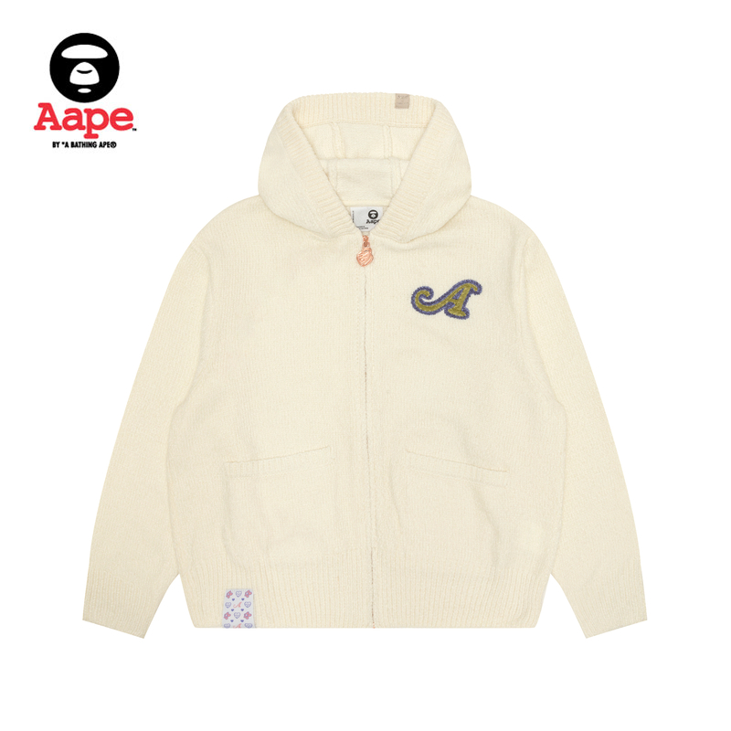 Aape休闲宽松短款连帽针织外套
