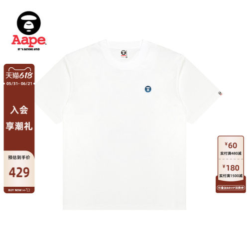 Aape牙刷绣渐变徽章凉感短袖T恤